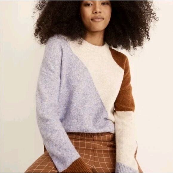 Madewell Womens Cedarbrook Pullover Colorblock Wool Blend Sweater XS Artsy Boho - Picture 1 of 12